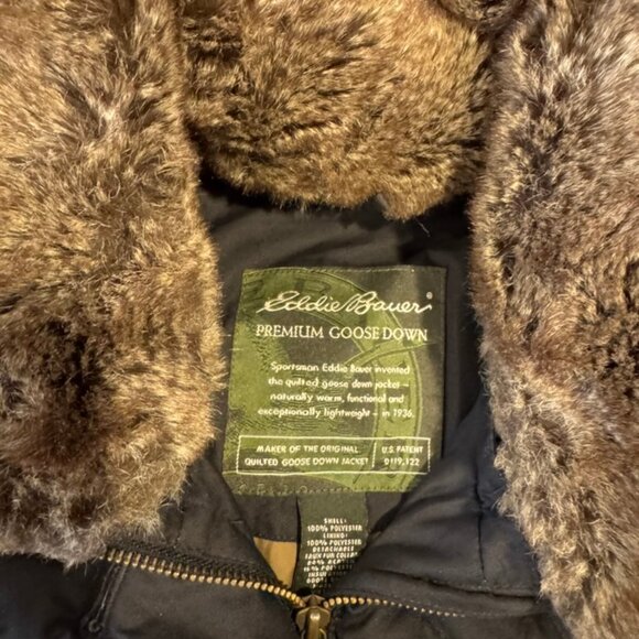 Eddie Bauer Premium Goose Down Quilted Coat Women’s Large Detachable Fur Collar - Picture 5 of 6